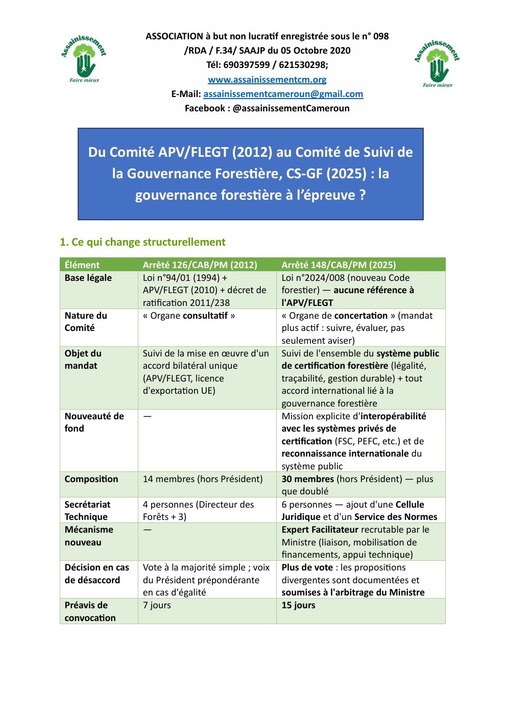 Read more about the article Du Comité APV/FLEGT (2012) au Comité de Suivi dela Gouvernance Forestière, CS-GF (2025) : lagouvernance forestière à l’épreuve ?